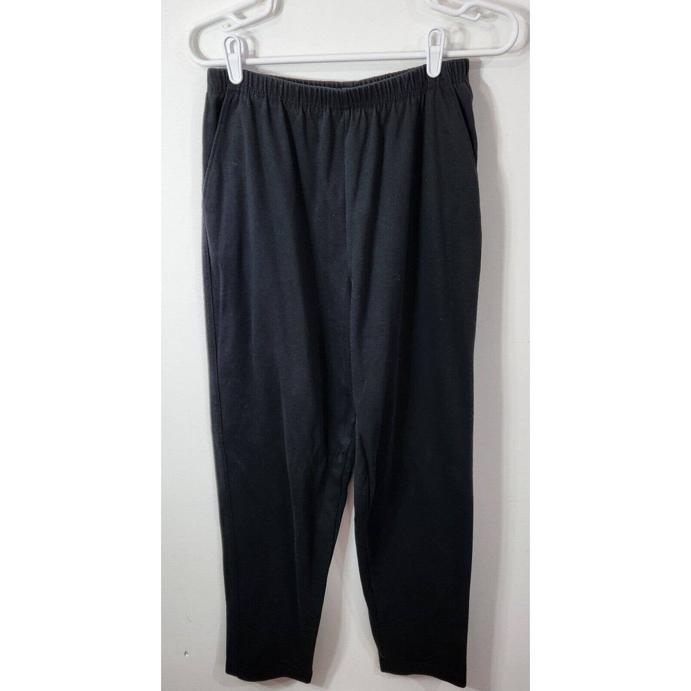 Land's End Women's Black Basic Leggings‎ Lounge Pants Pockets Comfy Medium 10-12